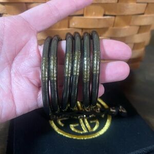 BuDhaGirl Graphite Serenity Prayer Bracelets (set of 6): Size Medium